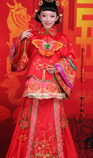Chinese Classic Butterfly Wedding Clothes for Brides