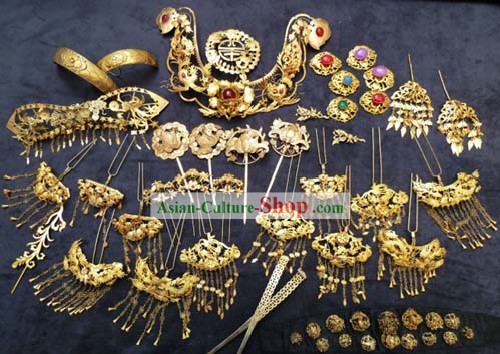 Ancient Chinese Princess Headpiece, Earrings and Bracelets Complete Set