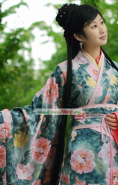 Ancient Chinese Peony Princess Clothing Complete Set