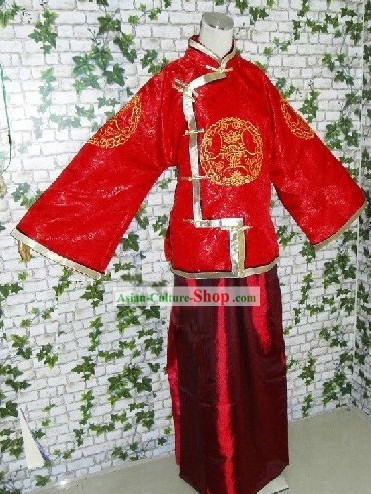 Traditional Chinese Wedding Blouse and Skirt for Bridegrooms