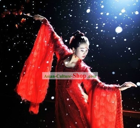 Ancient Chinese Beauty Lucky Red Palace Dance Costume