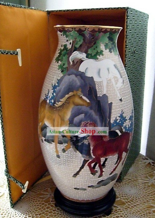 Chinese Classic Cloisonne Horse Vase