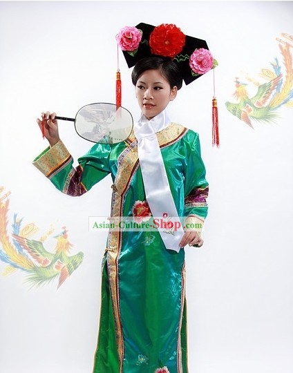Qing Dynasty Princess Outfit and Manchu Hat