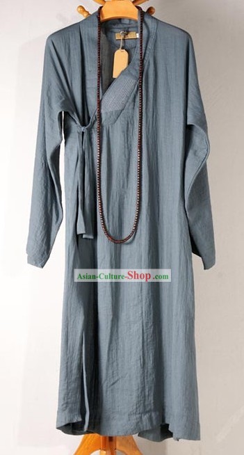 Traditional Chinese Grey Long Monk Robe