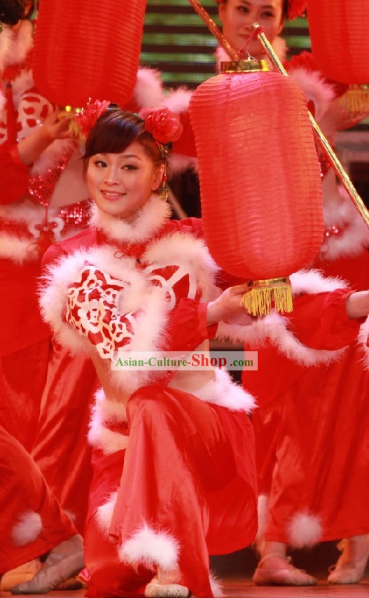 Chinese New Year Lantern Dance Costume Set for Women