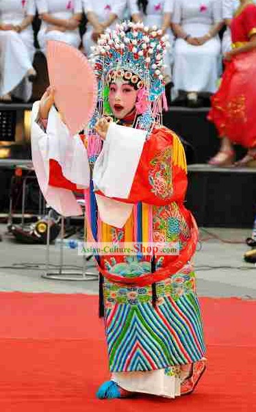 Peking Opera The Imperial Concubine Got Drunk (Guifei Zui Jiu) Costume and Crown Set for Children