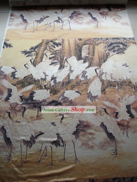 Traditional Chinese Palce Cranes Silk Fabric