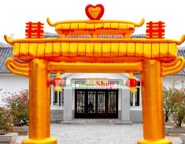Traditional Chinese Golden Inflatable Memorial Arch