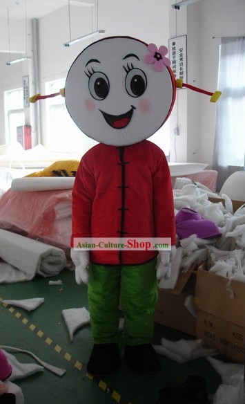 Chinese Drum Face Girl Mascot Costumes Complete Set