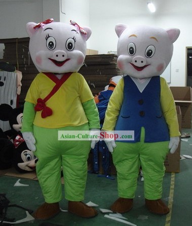 Chinese Sheng Xiao Zhu Year Male or Female Mascot Costumes Complete Set