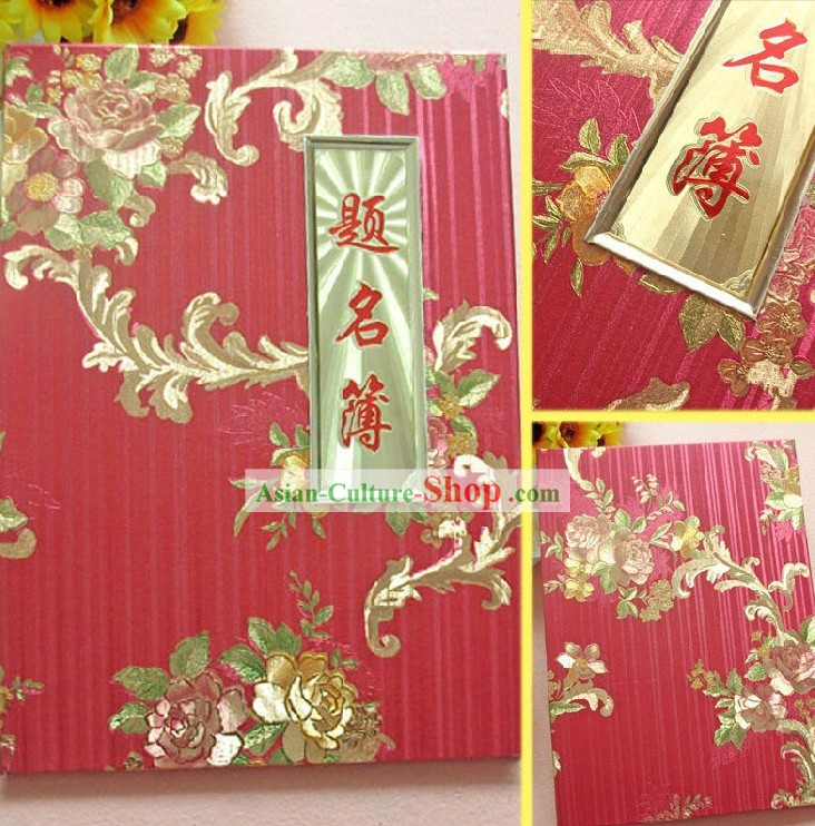 Traditional Chinese Wedding Peony Signature Book
