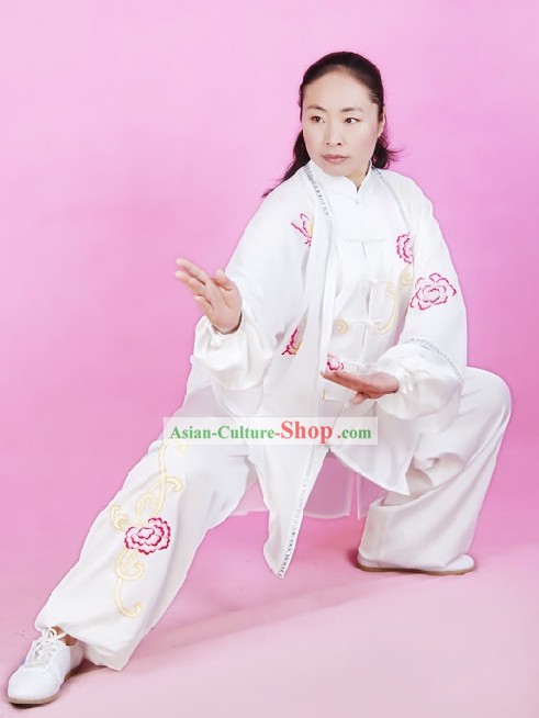 Chinese Silk Embroidered Tai Chi Uniform and Cape Set