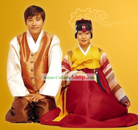 Ancient Korean Hanbok Two Sets for Men and Women