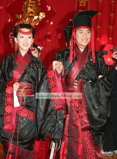 Han Dynasty Quju Garments Wedding Dress 2 Sets for Men and Women