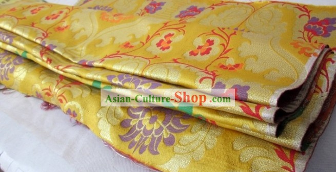 Traditional Chinese Folk Golden Brocade Fabric