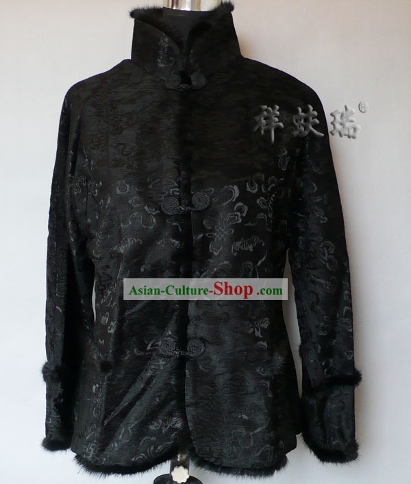 Traditional Rui Fu Xiang Black Tang Suit for Women