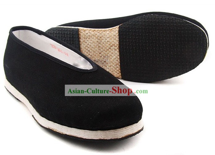 Chinese Handmade Bu Ying Zhai Black Cloth Shoes for Men