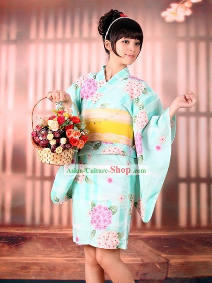 Японский Короткие Ютака кимоно Оби и Джета Сандал Комплект для женщин