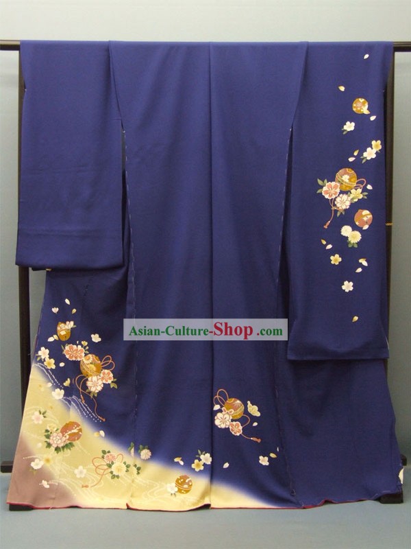 女性のための日本のクラシック振袖着物ドレス帯と下駄サンダルコンプリートセット