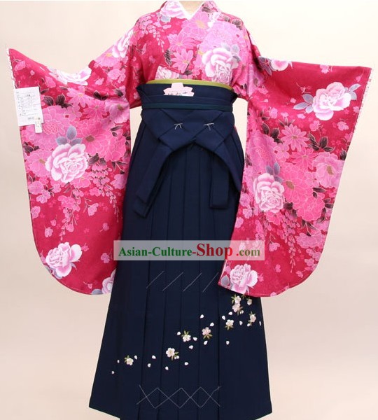 日本の着物の服と女性のための下駄サンダルコンプリートセット