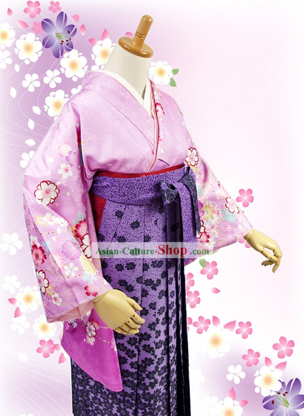 Japanese Formal Kimono Dress and Geta Sandal Complete Set for Women