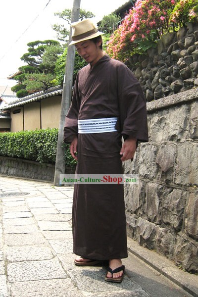 Traditional Japanese Yukata Kimono Complete Set for Men