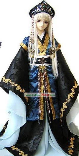 男性のための古代日本の天皇の衣装と王冠コンプリートセット