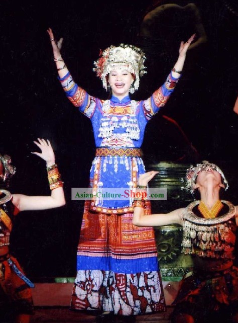 Chinese Miao Dance Costumes and Hat Full Set