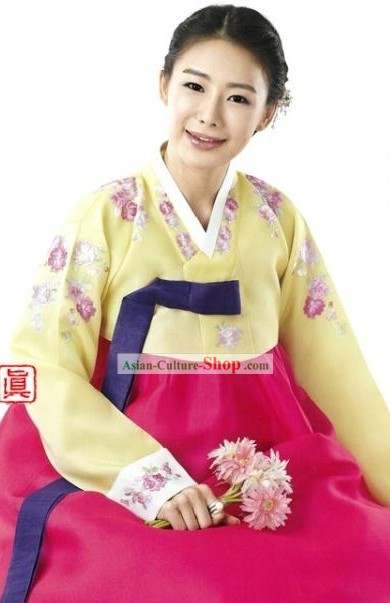 Korean Traditional Women Embroidered Flower Hanbok