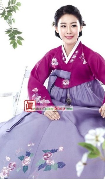 Traditional South Korean Mother Hanbok Clothing