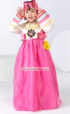 Traditional South Korean Formal Birday Hanbok Clothing for Children
