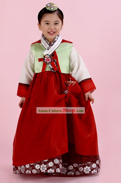 Traditional Korean Everyday's Wear Hanbok and Hat for Female Kids