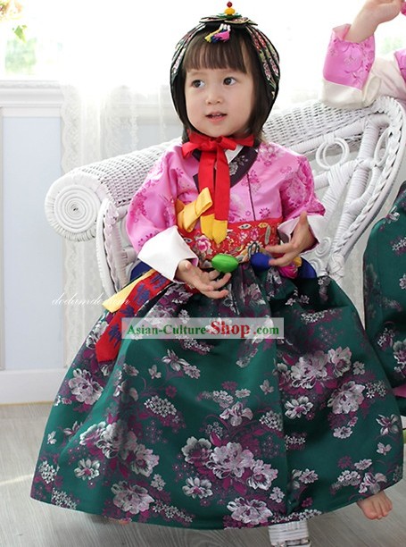 Korean Birthday Hanbok and Hat for Girls