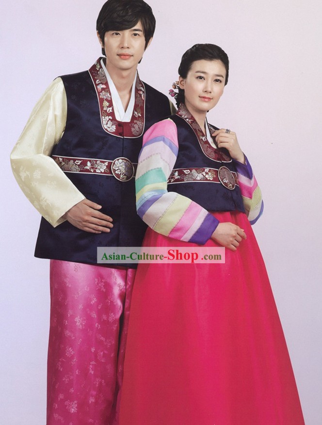 Traditional Korean Couple Hanbok Clothing 2 Sets