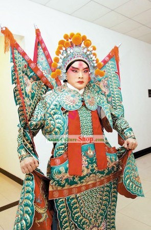 Chinese Peking Opera Wusheng Da Kao Armor Costumes Full Set