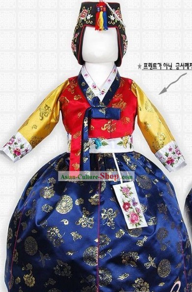 Traditional Korean Palace Princess Hanbok Costumes and Hat Complete Set