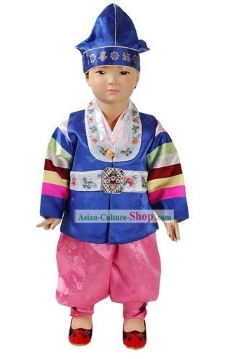 Traditional Korean Baby Hanbok Clothing and Hat Complete Set