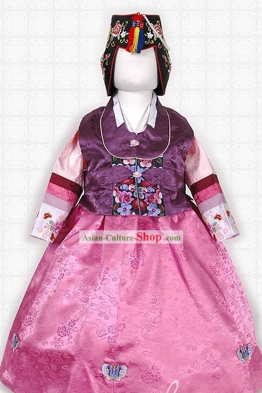 Traditional Korean Hanbok Clothing and Hat Complete Set