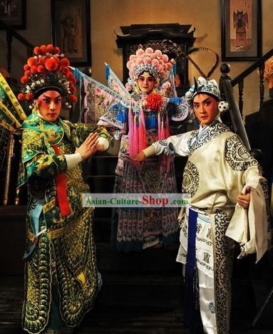 Chinese Beijing Opera Costumes and Hats Three Sets