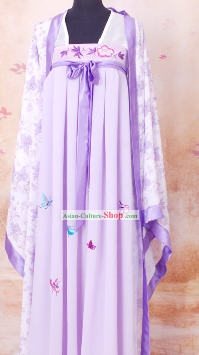 Tang Dynasty Embroidered Butterfly Purple Princess Dress