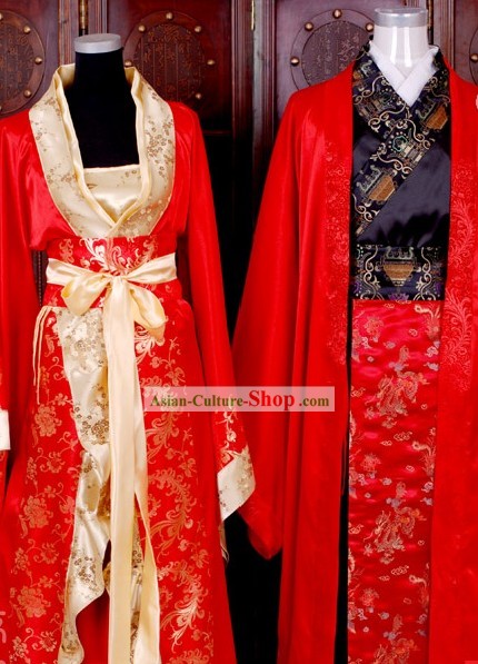 Ancient Chinese Wedding Costumes 2 Sets for Men and Wmen