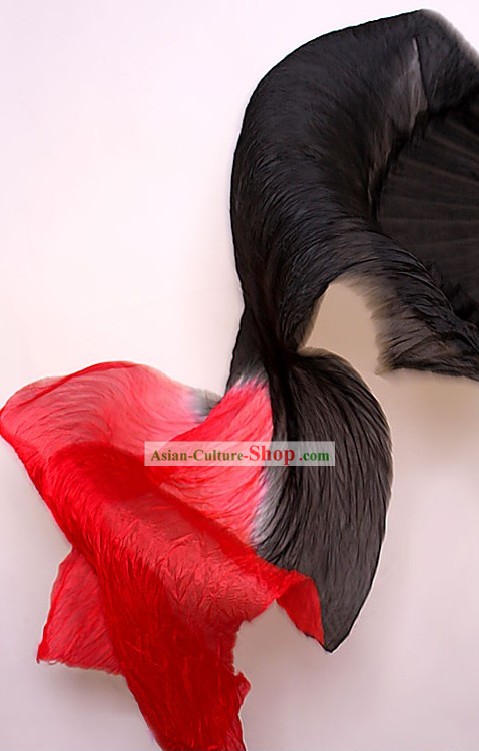Black to Red Color Transition Silk Dance Fan
