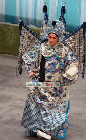 Beijing Opera Wu Sheng Costumes and Hat with Flags
