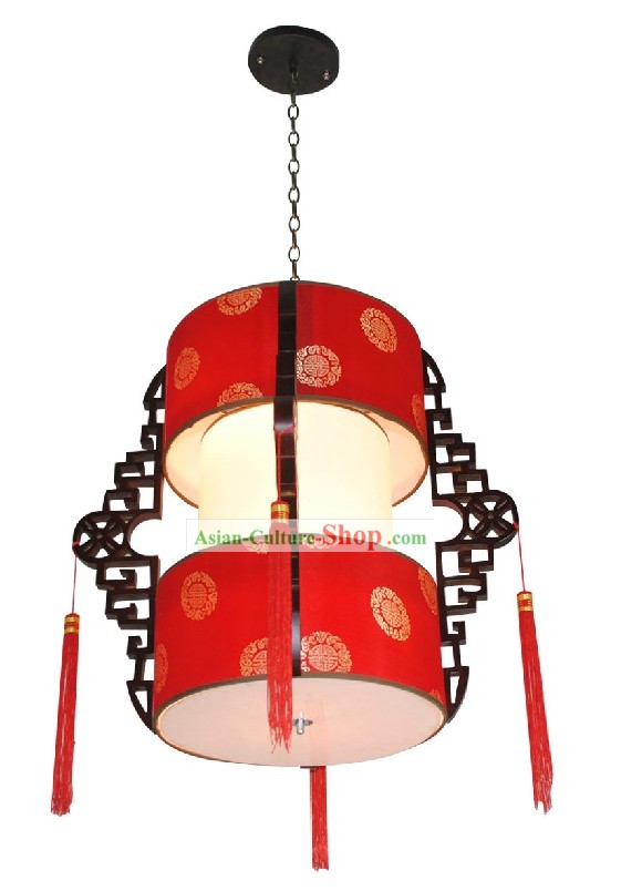 Two Layers Wooden Traditional Chinese Lantern Set