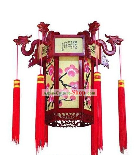 Traditional Chinese Wooden Dragon Plum Blossom Palace Lantern
