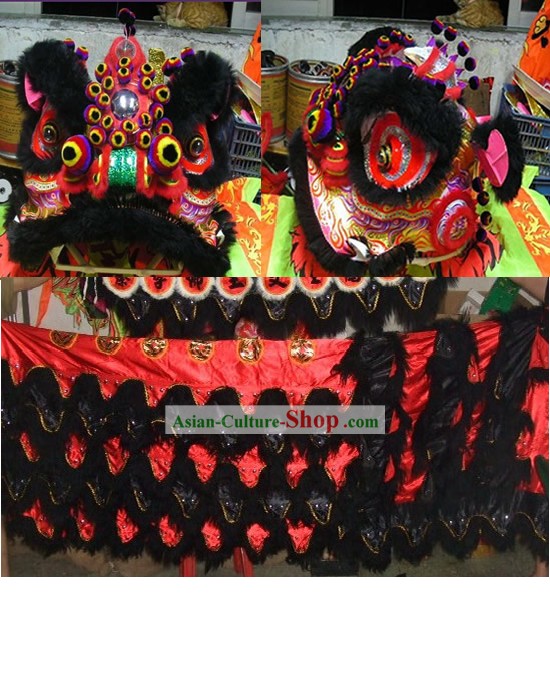Peacock Crown Pom Pom Supreme Lion Dance Costume Complete Set
