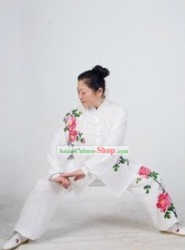 Traditional Chinese Silk Peony Kung Fu Suit