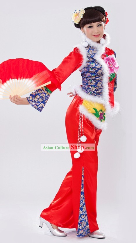 Traditional Chinese Lunar New Year Folk Dance Costume for Women