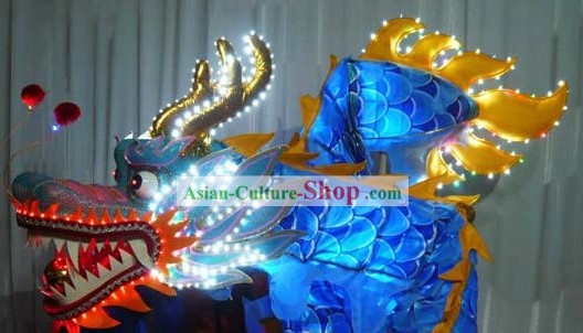 Electric Luminous Blue Dragon Dance Costumes Complete Set