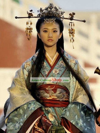 Ancient Chinese Princess Clothing and Headpiece